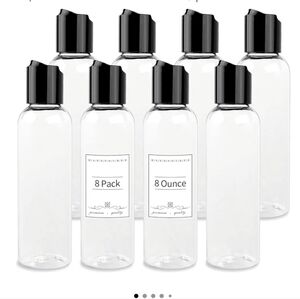 (NEW) Qeirudu 8 oz Clear Plastic Empty Bottles (8 Bottles Total)